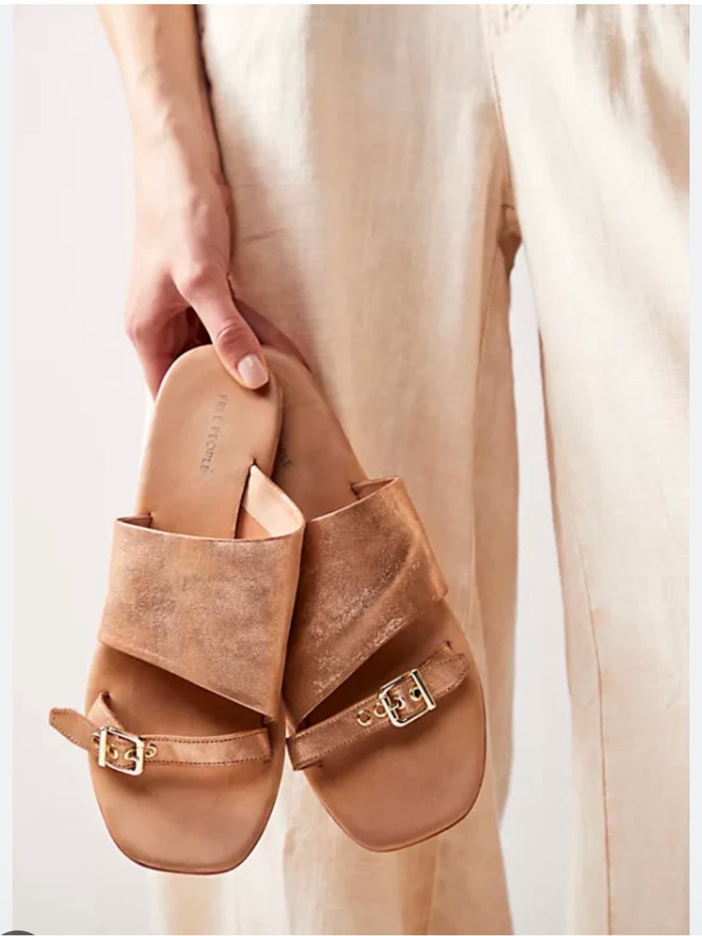 🌸FREE PEOPLE🌸 Mila Minimal Flat Sandal Rose Gold  Size: 6.5